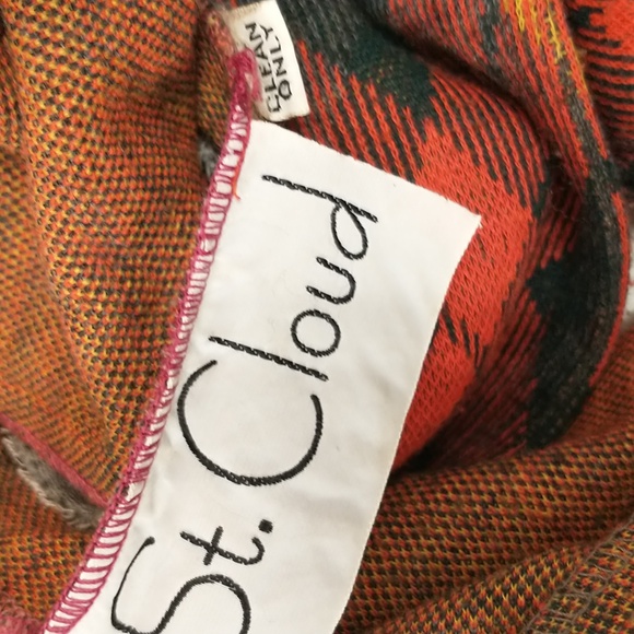 Red Plaid Knit Skirt Set 70s Vintage St. Cloud Acrylic Knit Long Jacket Short Sk - Picture 12 of 14